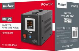 Rebel POWER-800 Uninterruptible Power Supply - converter with pure sine wave and charging function 12V 230V 800VA/500W
