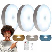 Led naktinė lempa su judesio davikliu Usb sieninis šviestuvas 400mah 3vnt