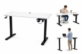 Reguliuojamas elektrinis rašomasis stalas 120x60 cm baltas su atminties skydeliu iki 70 kg