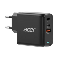 Acer 67W PD GaN Charger, 2 x USB C and 1 x USB A, EU Plug, 100W USB C cable, Black (Retail Pack) | Acer