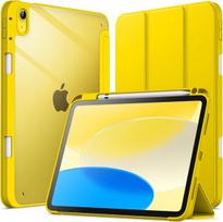 Jetech dėklas, skirtas ipad (a16) 11-osios/10-osios kartos (2025/2022) su pieštuko laikikliu, skaidrus apsauginis dėklas, plonas stovas, smūgiams atsparus planšetinis kompiuteris (geltonas)
