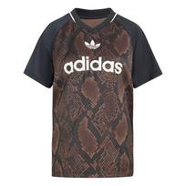 ADIDAS ORIGINALS Marškinėliai 'SNAKE PRINT SATIN' šokolado spalva / šviesiai ruda / juoda / balta