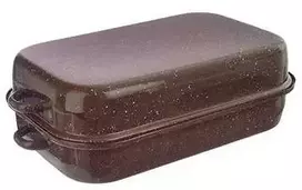 Orion Kepimo indas emaliuota su dangčiu stačiakampio formos BROWN 14 l, 46x27,5 cm