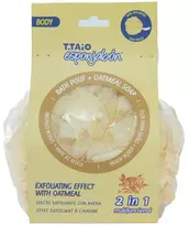 Esponjabon oatmeal šveičiamasis ir valomasis muilas su kempine 2-in-1 kūnui, 1 vnt.