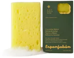 Esponjabon Cucumber Melon gaivus ir minkštinantis muilas su kempine 2-in-1 veidui ir kūnui, 120 g