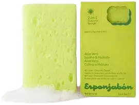 Esponjabon Aloe Vera drėkinantis ir raminantis muilas su kempinėle 2-in-1 veidui ir kūnui, 120 g
