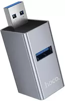 Adapteris 3in1 (USB 2.0 x 2 + USB 3.0) prie USB-A Hoco HB54 pilka
