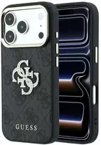 Dėklas Guess 4G & Big Strass Logo Case, skirta iPhone 17 Pro Max / 18 Pro Max – Juoda