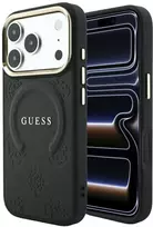 Guess Saffiano Peony & Ring dėklas su MagSafe, skirtas iPhone 17 Pro / 18 Pro – juodas