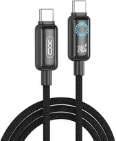 XO cable NB-Q312B PD USB-C - USB-C 2,0m 240W juoda su LED
