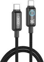 XO cable NB-Q312A PD USB-C - USB-C 1,0 m 240 W juoda su LED