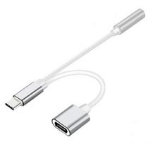 USB-C adapteris į 3.5 mm garso jungtį ir USB-C įkrovimą, sidabrinis