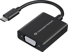 Adapter USB Conceptronic USB-C - VGA Black  (ABBY05B) | ABBY05B | 4015867227381