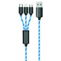 Kabel USB 2GO USB-A - USB-C + microUSB + Lightning 1.5 m Blue (797315) | 797315 | 4010425973151