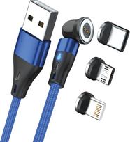 Kabel USB Realpower USB-A - USB-C + microUSB + Lightning 1 m Blue (439638) | 439638 | 4040895011633