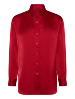 Lauren Ralph Lauren - Relaxed Fit Satin Charmeuse Shirt - Marškinėliai ilgomis rankovėmis - Raudona