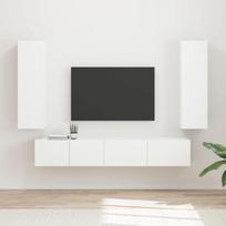 TV spintelių komplektas 3 pcs Balta Apdirbta mediena