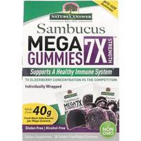 Nature's Answer, „Sambucus Mega Gummies 7X Strength™“, 202 mg, 30 be želatinos / veganiškų guminukų