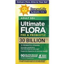 Renew Life, „Ultimate Flora™“ prebiotikas ir probiotikas, suaugusiems nuo 50 metų, 90 pailginto atpalaidavimo veganiškų kapsulių
