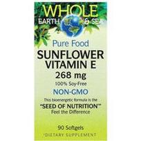 Natural Factors, „Whole Earth & Sea®“, saulėgrąžų vitaminas E, 268 mg, 90 minkštųjų kapsulių