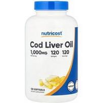 Nutricost, Menkių kepenų aliejus, 1 000 mg, 120 minkštųjų gelių