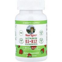 MaryRuth's, Vitamino D3 + B12 guminukai, braškių skonio, 60 guminukų