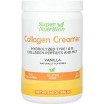 Super Nutrition, Kolageno kremas su hidrolizuotu 1 ir 3, kalciu, baltymais ir geležimi, vanile, 8.46 uncijos (240 g)