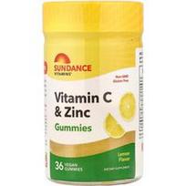 Sundance Vitamins, Vitamino C ir cinko guminukai, citrina, 36 veganiški guminukai
