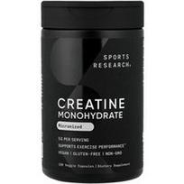 Sports Research, Kreatino monohidratas, mikronizuotas, 120 vegetariškų kapsulių (1,25 g vienoje kapsulėje)