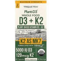 Triquetra Health, Plant-D3® viso maisto D3 + K2, 60 kapsulių