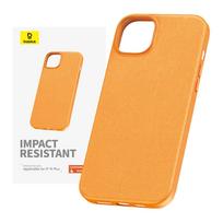 Dėklas Baseus Fauxther Series telefonui iPhone 15 Plus, oranžinis