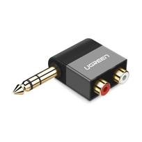 Ugreen AV147 6.35 mm kištuko į 2x RCA lizdus adapteris, juodas