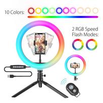 Blitzwolf BW-SL5 RGBW LED žiedinė lempa vloggingui, 26 cm su stovu