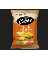 Bulvių traškučiai BRETS, čederio sūrio ir chalapos paprikų skonio, 125g