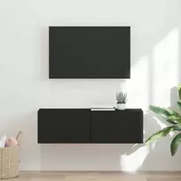 TV staliukas TV sieninė spintelė 98 x 31 x 29,5 cm Juoda Apdirbta mediena