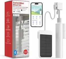 SwitchBot žaliuzių lamelių pakreipimo variklis su Bluetooth pulteliu ir saulės įkrovimu