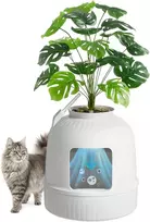 Lifewit uždara kačių kraiko dėžė-dėklas su dirbtiniu augalu ir anglies filtru 23061