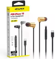 Ausinės dokanałowe AWEI PC-18T USB-C auksinė
