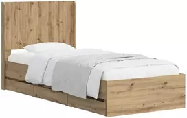 Lova Lovos rėmas su saugojimu ir nugara Artisano ąžuolo 90 x 200 cm