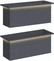 Sodo vazonas su LED 2 vnt. Antracitas 30 x 80 x 30 cm Plienas