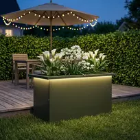 Sodo vazonas su LED Alyvuogių žalia 30 x 60 x 30 cm Plienas