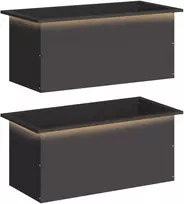 Sodo vazonas su LED 2 vnt. Juoda 40 x 80 x 40 cm Plienas