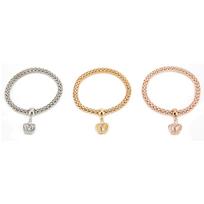 3pcs Popcorn Bracelets Alloy Elastic Charm Bracelets 3 Colors Couple Bracelet Set beige