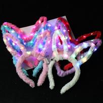 New LED Light Glowing Headband Plush Rabbit Ear Hairband Birthday Festival Easter Party Fluffy Hair Accessories Girls Headwear pink