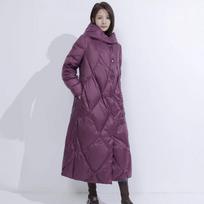 Down jacket women's long  winter new fashion thickened retro literary large size knee mother coat M violetinė