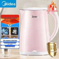 Midea 1.7L Double-Layer Anti-Scald Electric Kettle rožinė