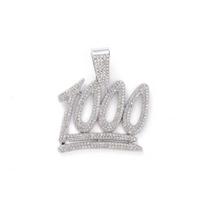 Street Rap Full Diamond 1000 Pendant, Personalized Hip-hop Niche Design, Digital Pendant, Cuban Chain white