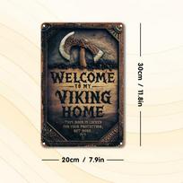 Viking Axe Metal Wall Sign Norse Home Decor Iron Shield Art  Inch Unframed 20x20cm(8x8inch) gray
