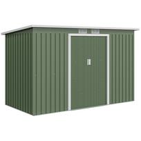 Metalinis įrankių namelis 6,3m³ 280x130x172cm Įrankių stoginė su vienšlaičiu stogu, stumdomomis durimis, atsparus oro sąlygoms Sodo namelis Lauko sodo stoginė Spintelė kieme Lauko 280 x 130 x 172 cm