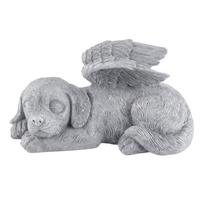Pet Memorial Statue Resin Sleeping Pet Angel Garden Sculpture for Pet Memorial Gravestone Ornament Angel Dog gray